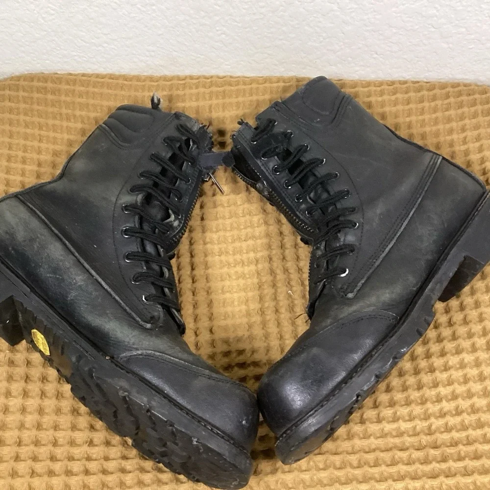 Black Fire Station Dual Lace Zipper Vibram Mens 12 Boots Firefighter EMS Combat